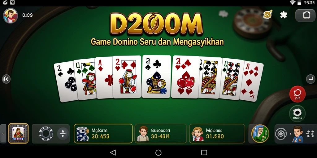 Screenshot D200M menunjukkan gameplay domino yang seru dan interaktif.