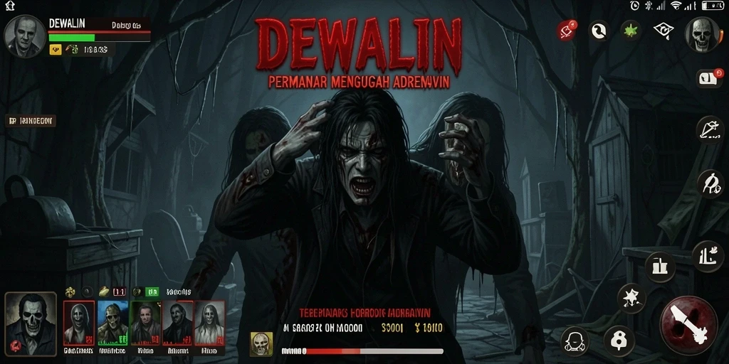 Tampilan gameplay DEWALIN yang mencekam dan penuh misteri.