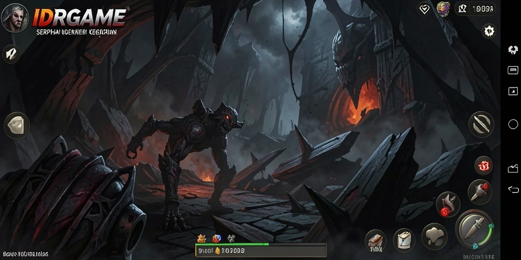Tampilan gameplay menyeramkan dengan elemen kegelapan pekat