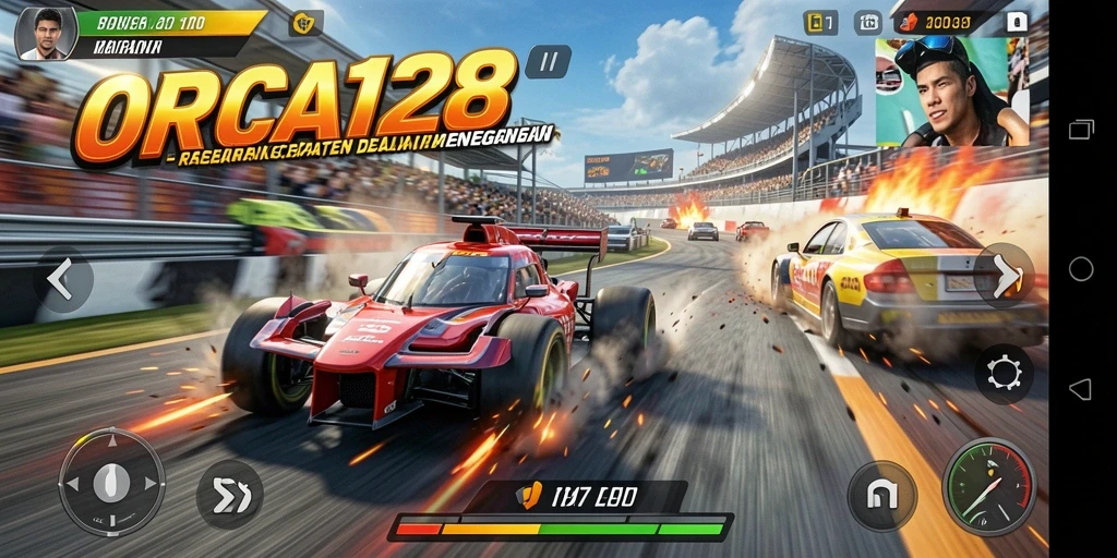 Gameplay balapan yang seru di lintasan menantang.