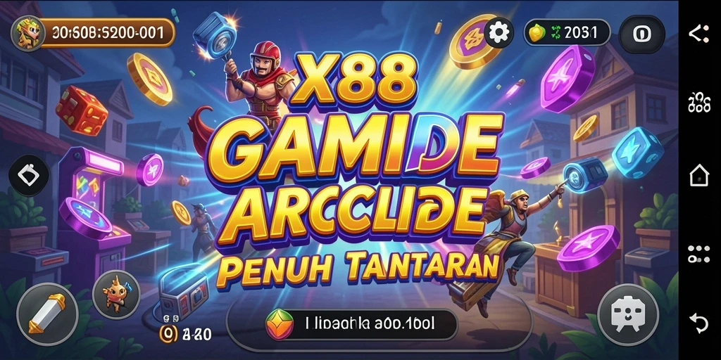 Screenshot utama X88 menampilkan gameplay Arcade yang seru.